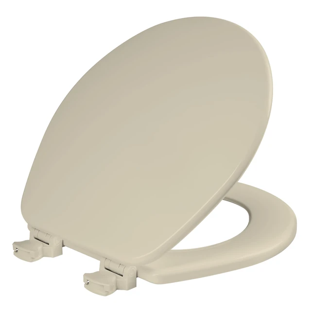 Main image of CHURCH Toilet Seat, Easy Clean Hinges Release for Deep Cleans, Durable Enameled Wood Seat, Round, Bone