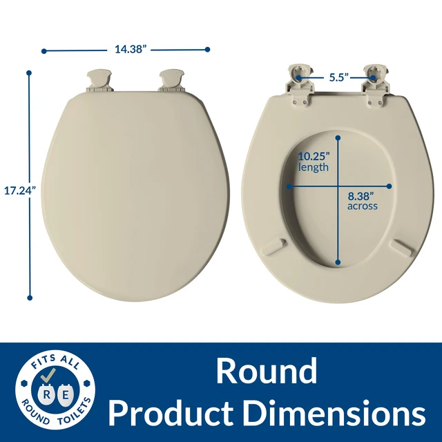 Alt view image 3 of 7 - CHURCH Toilet Seat, Easy Clean Hinges Release for Deep Cleans, Durable Enameled Wood Seat, Round, Bone