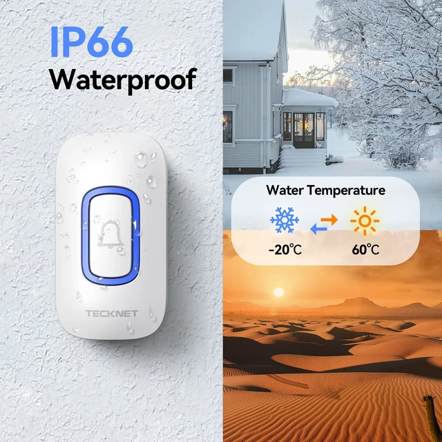 Alt view image 2 of 7 - Wireless Doorbell, Plug in Door Bells Wireless Cordless with 2 Receivers, IP66 Waterproof Wireless Door Chime Kit with RGB Light, 400M Wireless Range, 60 Chimes, 5 Volume Level (white)