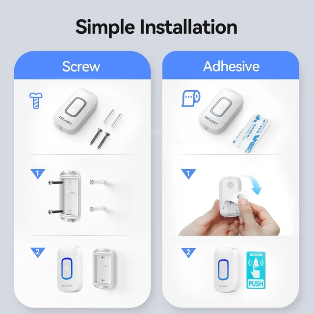 Alt view image 7 of 7 - Wireless Doorbell, Plug in Door Bells Wireless Cordless with 2 Receivers, IP66 Waterproof Wireless Door Chime Kit with RGB Light, 400M Wireless Range, 60 Chimes, 5 Volume Level (white)