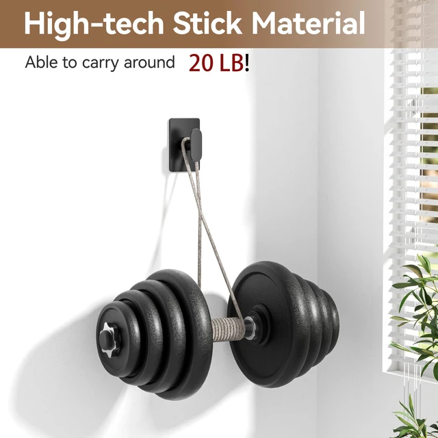 Alt view image 2 of 6 - Adhesive Towel Hooks: 20LB Extra Strong Wall Hanger, Black 4 Pack