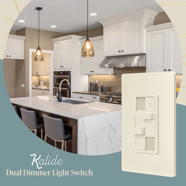 Alt view image 2 of 7 - Dual Load LED Dimmer Switch, Single Pole, LA, 1 Pack Dual sliders dim two light loads independently. Dimmable bulbs only: 200W LED/CFL or 300W incandescent/halogen. No neutral
