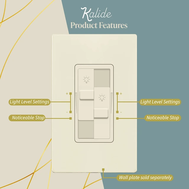 Alt view image 4 of 7 - Dual Load LED Dimmer Switch, Single Pole, LA, 1 Pack Dual sliders dim two light loads independently. Dimmable bulbs only: 200W LED/CFL or 300W incandescent/halogen. No neutral