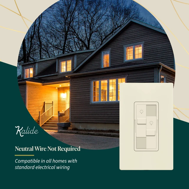 Alt view image 5 of 7 - Dual Load LED Dimmer Switch, Single Pole, LA, 1 Pack Dual sliders dim two light loads independently. Dimmable bulbs only: 200W LED/CFL or 300W incandescent/halogen. No neutral