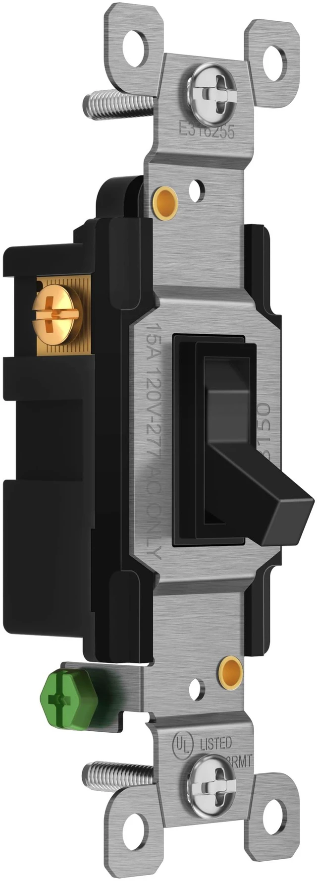 Alt view image 2 of 7 - 20 Pack Toggle Light Switch, 3-Way Electrical Wall Switch, Black 15 Amp, 120V/277VAC, quiet/smooth toggle action, grounding screw, narrow slim body, UL Listed, easy to install, versatile use