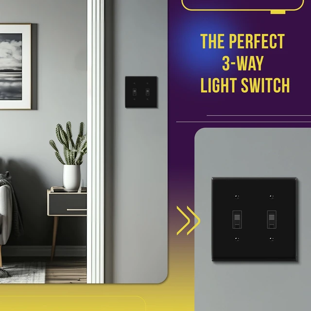 Alt view image 3 of 7 - 20 Pack Toggle Light Switch, 3-Way Electrical Wall Switch, Black 15 Amp, 120V/277VAC, quiet/smooth toggle action, grounding screw, narrow slim body, UL Listed, easy to install, versatile use