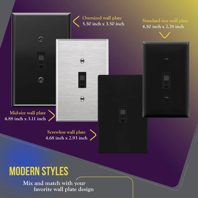 Alt view image 7 of 7 - 20 Pack Toggle Light Switch, 3-Way Electrical Wall Switch, Black 15 Amp, 120V/277VAC, quiet/smooth toggle action, grounding screw, narrow slim body, UL Listed, easy to install, versatile use