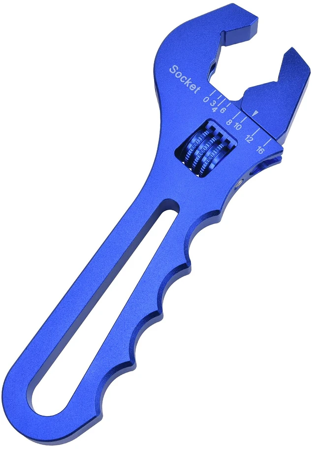 Main image of AN Hose Fitting Adjustable Wrench Spanner Lightweight Aluminum 3AN-16AN Blue