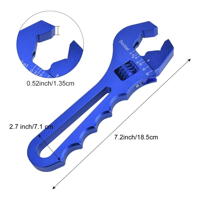 Alt view image 4 of 6 - AN Hose Fitting Adjustable Wrench Spanner Lightweight Aluminum 3AN-16AN Blue