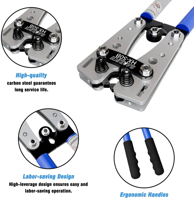 Alt view image 4 of 7 - Battery Cable Lug Crimping Tool AWG 10-1/0 & Heavy Duty Wire Cutter Terminal Crimper AWG 10 8 6 4 2 1/0 for Wire Connectors, Copper Lug Crimping Tool for Electrical Wiring/Marine/RV Cable
