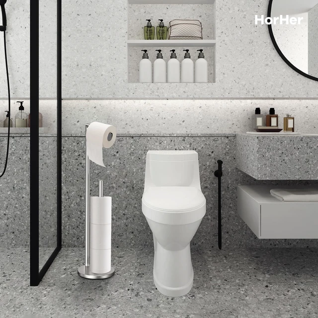 Alt view image 6 of 6 - Toilet Paper Holder Stand, Rustproof Bathroom Free Standing, Brushed Nickel Stainless Steel Toilet Paper Holder,Toilet Paper Roll Holder for 4 Rolls with Non-Slip Stable Base,Bathroom Organizers