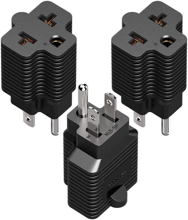 Main image of 3 Pack 4-in-1 5-15P to 5-15R, 5-20R, 6-15R, 6-20R T Blade Adapter 15 Amp to 20 Amp Household AC Plug, 4 in 1 15A 125V to 20A 250V AC Power Adapter