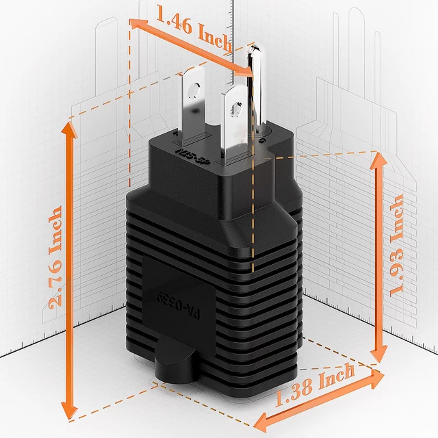 Alt view image 5 of 7 - 3 Pack 4-in-1 5-15P to 5-15R, 5-20R, 6-15R, 6-20R T Blade Adapter 15 Amp to 20 Amp Household AC Plug, 4 in 1 15A 125V to 20A 250V AC Power Adapter