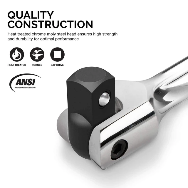 Alt view image 2 of 6 - 00339A 3/8-Inch-Drive Premium Breaker Bar, 12 Inches Long, Nut Breaker Bar, 180-Degree Flex Cr-Mo Head with Cr-V Steel Construction