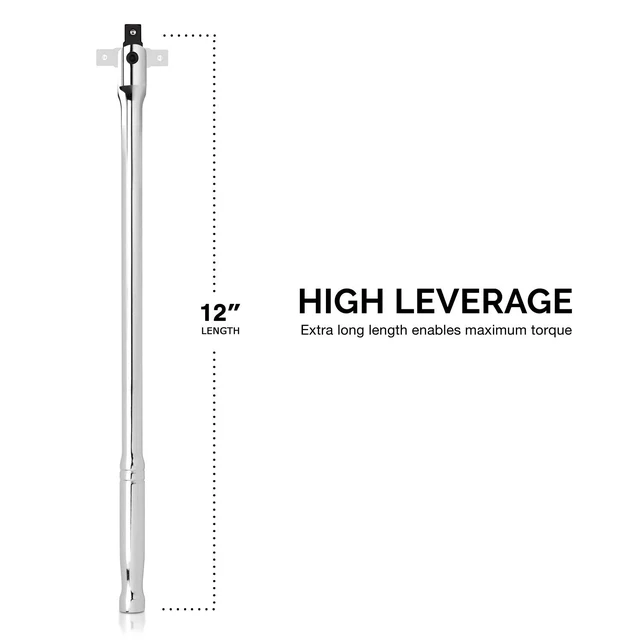 Alt view image 5 of 6 - 00339A 3/8-Inch-Drive Premium Breaker Bar, 12 Inches Long, Nut Breaker Bar, 180-Degree Flex Cr-Mo Head with Cr-V Steel Construction