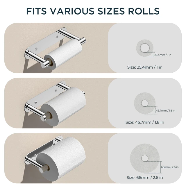Alt view image 4 of 7 - Commercial Toilet Paper Holder Wall Mount Bathroom Tissue Holder Chrome | Adhesive or Screw | SUS304 Stainless Steel Rustproof | Pivoting Tissue Roll Holder | Round Base