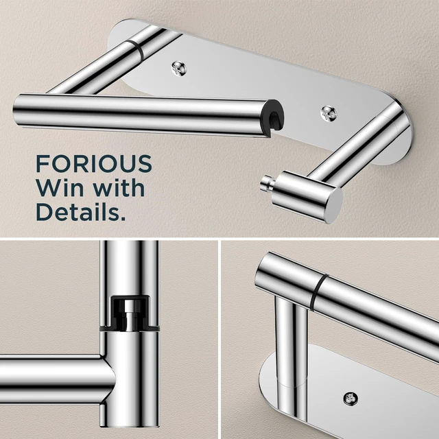 Alt view image 7 of 7 - Commercial Toilet Paper Holder Wall Mount Bathroom Tissue Holder Chrome | Adhesive or Screw | SUS304 Stainless Steel Rustproof | Pivoting Tissue Roll Holder | Round Base