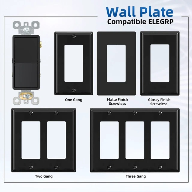 Alt view image 6 of 7 - 4 Way Decorative Light Switch, 15Amp, 120-277 Volt, AC Decorator Rocker Paddle Wall Switch Replacement, Self-Grounding, Residential and Commercial Grade, UL Listed (10 Pack, Glossy Black)