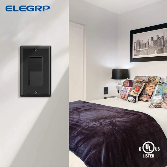 Alt view image 7 of 7 - 4 Way Decorative Light Switch, 15Amp, 120-277 Volt, AC Decorator Rocker Paddle Wall Switch Replacement, Self-Grounding, Residential and Commercial Grade, UL Listed (10 Pack, Glossy Black)