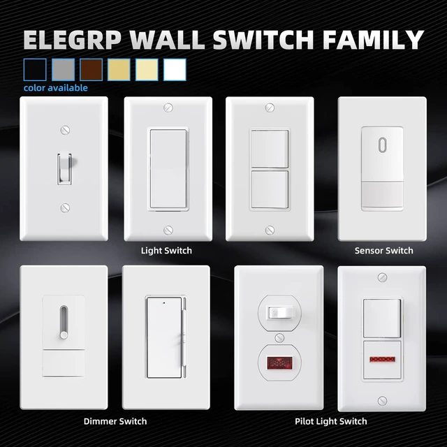 Alt view image 5 of 7 - 4 Way Decorative Light Switch, 15Amp, 120-277 Volt, AC Decorator Rocker Paddle Wall Switch Replacement, Self-Grounding, Residential and Commercial Grade, UL Listed (10 Pack, Glossy White)