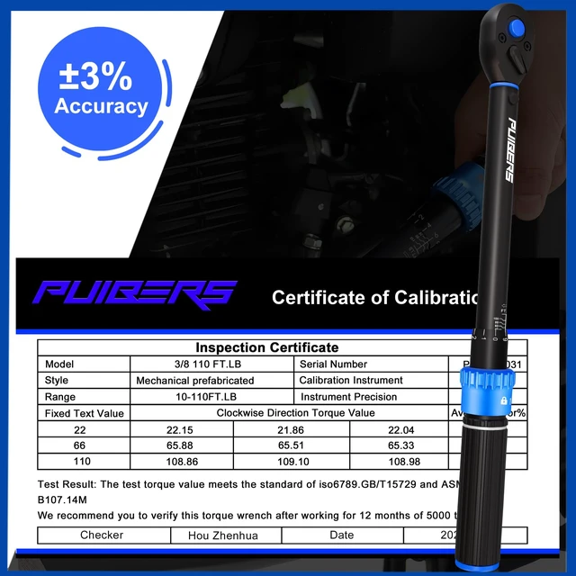 Alt view image 6 of 7 - 3/8'' Moto Torque Wrench Set 10-110 FT.LB/13.6-149.2 Nm, 72-Tooth Dual-Direction Adjustable Drive Click Torquimetro, Includes 5" Extension Bar & 1/2"/1/4" Adapters for Car/Moto Repair