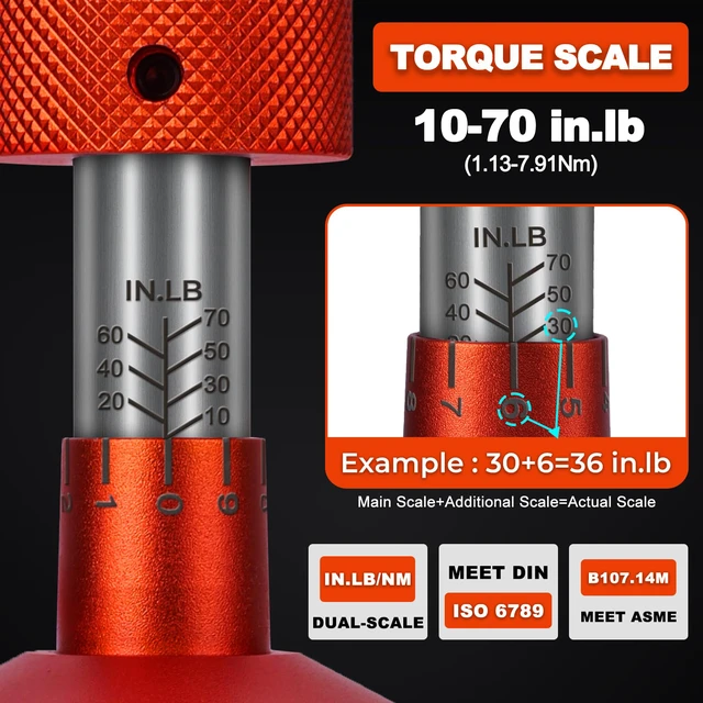 Alt view image 5 of 7 - 68Pcs Torque Screwdriver Wrench Set 10-70 IN.LB, Inch Pound Torque Driver with S2 Steel Bits, 1/4" Drive, Magnetic Quick-Release Adapter for Bike Repair, Mounting and Maintenance