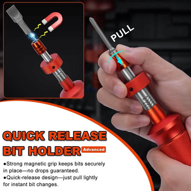 Alt view image 6 of 7 - 68Pcs Torque Screwdriver Wrench Set 10-70 IN.LB, Inch Pound Torque Driver with S2 Steel Bits, 1/4" Drive, Magnetic Quick-Release Adapter for Bike Repair, Mounting and Maintenance