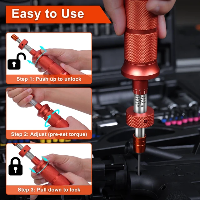 Alt view image 7 of 7 - 68Pcs Torque Screwdriver Wrench Set 10-70 IN.LB, Inch Pound Torque Driver with S2 Steel Bits, 1/4" Drive, Magnetic Quick-Release Adapter for Bike Repair, Mounting and Maintenance