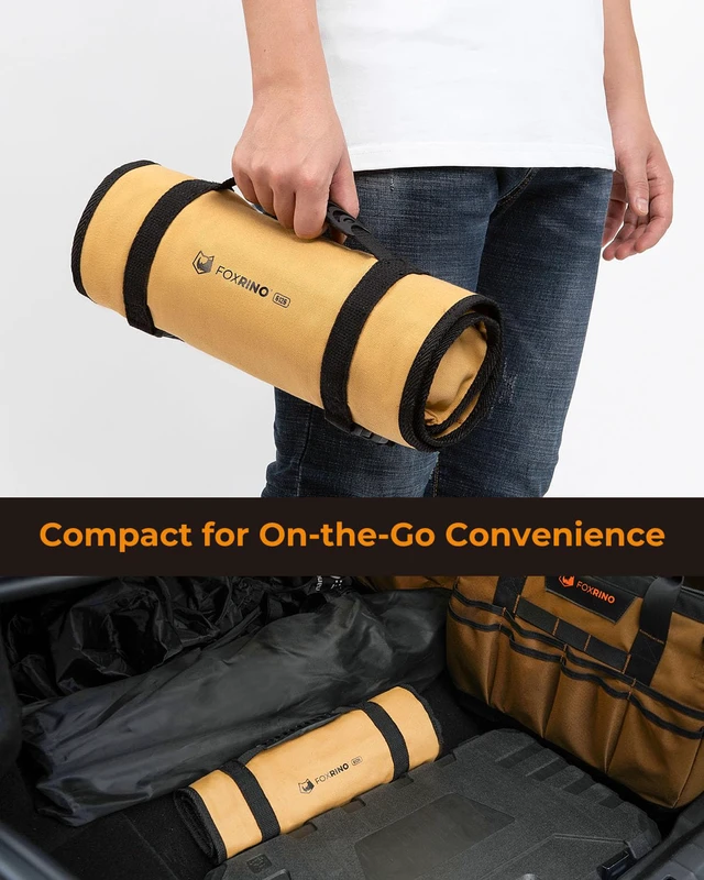 Alt view image 5 of 6 - Wrench Roll, Wrench Roll Up Pouch, 19-Pocket Heavy Duty Canvas Wrench Organizer Bag for Metric Combination Wrenches, Portable Tool Roll Bag, Gifts for Men for Fathers Day(Brown, 19+1 Metric)