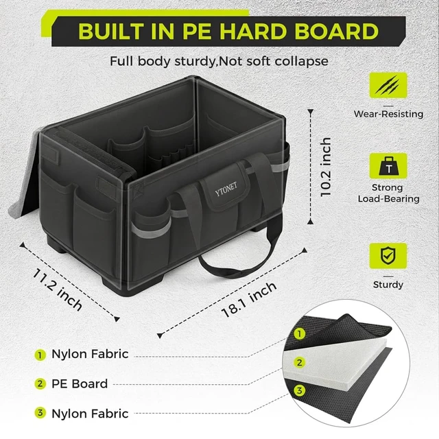 Alt view image 3 of 7 - Heavy Duty Tool Bag 18-Inch, Tool Bags for men Toolbox Organizer Tote Gifts Extra Large 46 Pockets, Hard Bottom, Waterproof Pocket, 1680D Tear-Proof, for Electrician HVAC Mechanic, Father Day Gifts