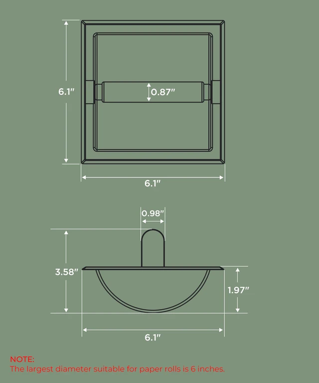 Alt view image 5 of 6 - Recessed Toilet Paper Holder for Mega Roll, Black & Brushed Nickel Stainless Steel Tissue Roll Holder Wall Mount for Bathroom Space-Saving Design, in Wall Toilet Paper Dispenser Insert