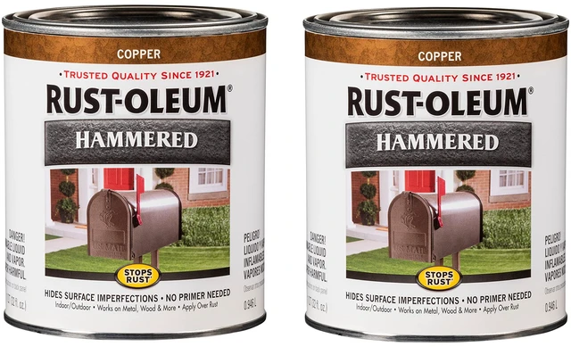 Main image of Stops Rust Brush On Protective Enamel Paint, Hammered Copper Rust and Corrosion Resistant, Indoor and Outdoor Durability, Beautiful Finish on Metal, Wood and More, Quart, 2 Pack