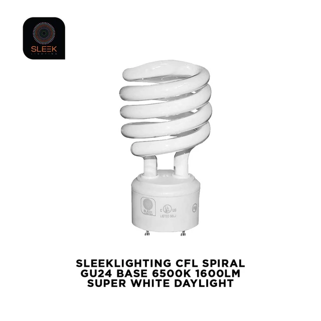 Alt view image 4 of 7 - GU24 23W T2 Spiral CFL Light Bulb 6500K Super White 2-Prong