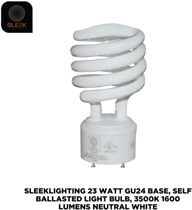 Alt view image 4 of 7 - GU24 23W T2 Spiral CFL Light Bulb 3500K Neutral White 2-Prong