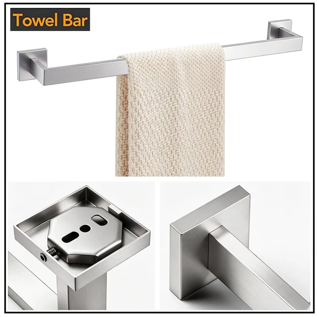 Alt view image 4 of 7 - Towel Bar - 23.6 Inch Bathroom Towel Holder - Brushed Nickel Stainless Steel Towel Racks for Bathroom Wall Mounted, Towel Rod for Bathroom Wall