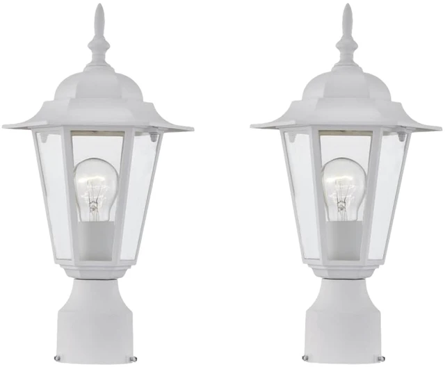 Main image of 2 Packs Outdoor Post Light, Pole Lantern, E26 Base 60W Max, Aluminum Housing Plus Glass, Wet Location Rated, ETL Qualified, Bulbs not Included, White