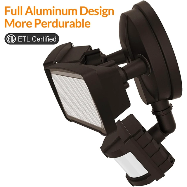 Alt view image 5 of 7 - Hardwired LED Security Lights Motion Sensor Outdoor, 30W 3200LM 5500K Daylight, 72 FT Range & 180° Detection, Easy to Install, IP65 Waterproof, 2 Head Flood Light for Garage, Yard, Porch