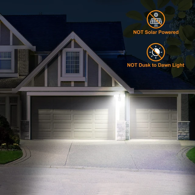 Alt view image 7 of 7 - Hardwired LED Security Lights Motion Sensor Outdoor, 30W 3200LM 5500K Daylight, 72 FT Range & 180° Detection, Easy to Install, IP65 Waterproof, 2 Head Flood Light for Garage, Yard, Porch
