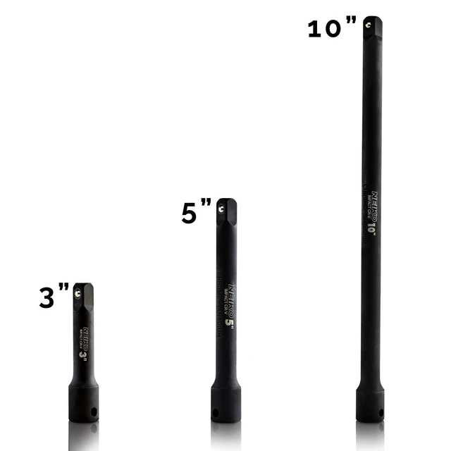 Alt view image 2 of 6 - 00234A 3/8-Inch-Drive Impact Extension-Bar Set, Made with CrV Steel, 3-Inch, 5-Inch, and 10-Inch Sizes, 3-Piece Set