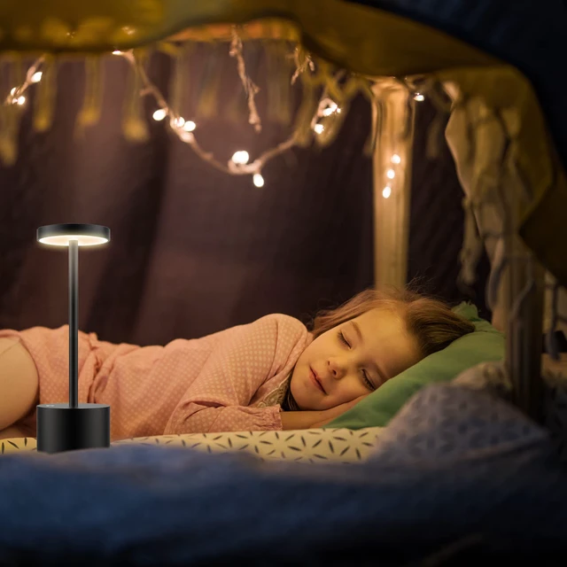 Alt view image 6 of 7 - LED Cordless Table Lamps, 5000mAh Rechargeable Table Light Portable Outdoor Table Lamp, 3 Color Stepless Dimming Battery Powered Lamp for Dinner/Patio/Restaurant/Bedroom (Black)