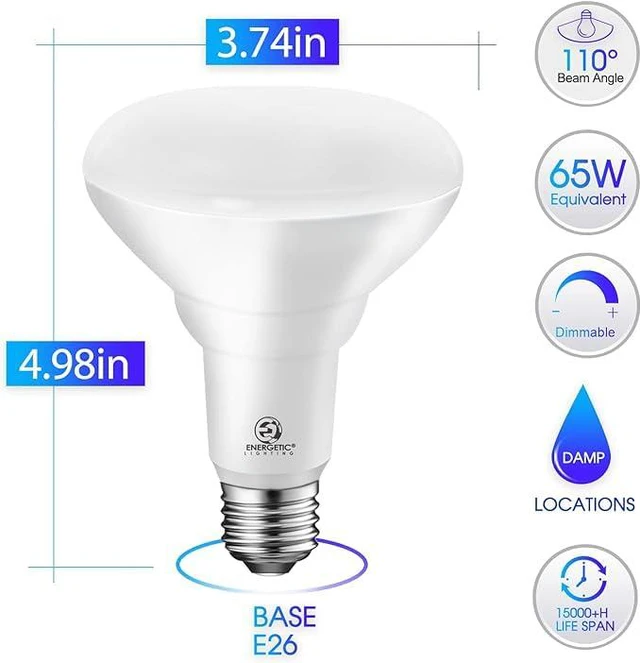 Alt view image 2 of 7 - Energetic 12-Pack BR30 LED Recessed Light Bulb, 8.5W=65W, 4000K Cool White, 650LM, Dimmable Ceiling Flood Light Bulb for Cans