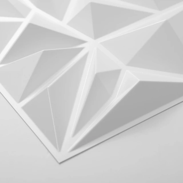 Alt view image 7 of 7 - 50-Pack Modern Diamond Textured 3D Wall Panels, 12 x 12 in, White Light PVC, Waterproof, Scratch Proof, Decorative Wall, Ideal for Home, Office & Commercial Spaces