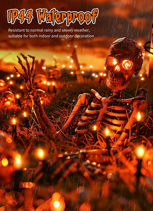 Alt view image 2 of 7 - 2 Pack Orange Halloween Mini Lights, 10 Feet 50 Count Mini String Lights