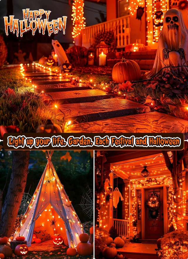 Alt view image 7 of 7 - 2 Pack Orange Halloween Mini Lights, 10 Feet 50 Count Mini String Lights