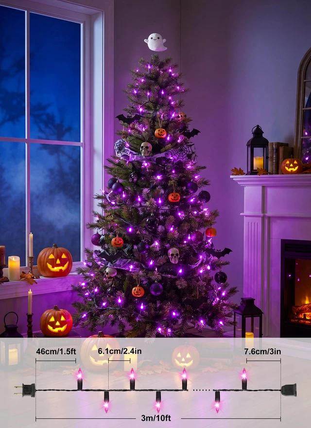 Alt view image 2 of 7 - 2 Pack Purple Halloween Mini Lights, 10 Feet 50 Count Mini String Lights