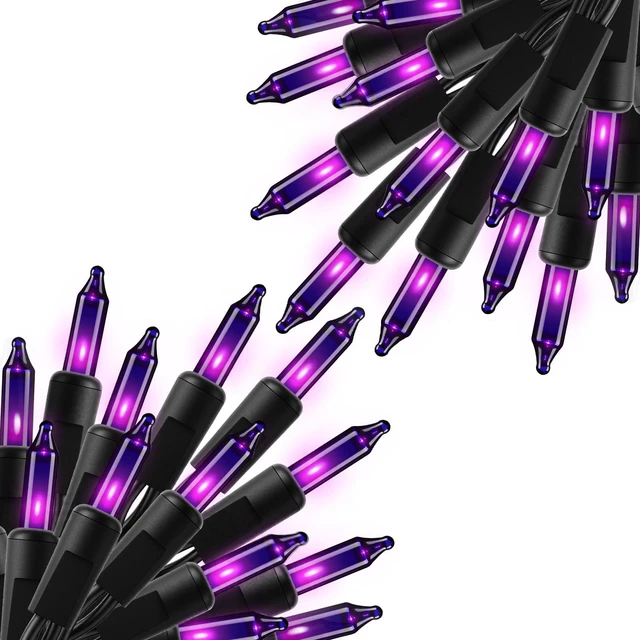 Main image of 2 Pack Purple Halloween Mini Lights, 10 Feet 50 Count Mini String Lights