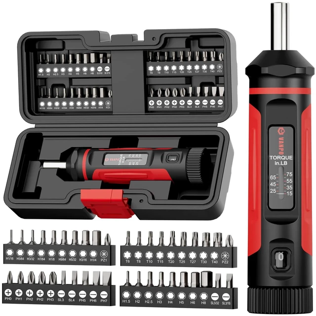 Main image of Torque Screwdriver 15-75 in-lb, 1/4" Drive Precision Driver Set Inch Pounds Torque Wrench, 40 S2 Steel Bits for Gunsmithing, Bike Repair, Scope Mounting, Maintenance, DIY