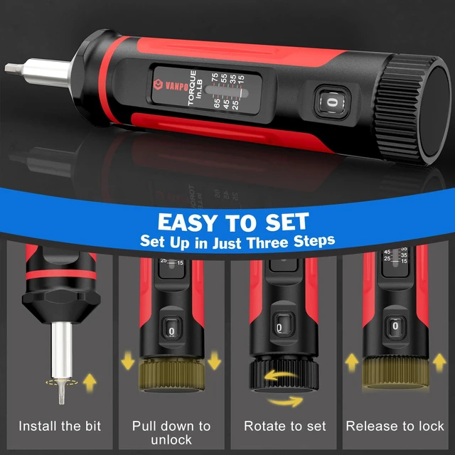Alt view image 5 of 7 - Torque Screwdriver 15-75 in-lb, 1/4" Drive Precision Driver Set Inch Pounds Torque Wrench, 40 S2 Steel Bits for Gunsmithing, Bike Repair, Scope Mounting, Maintenance, DIY