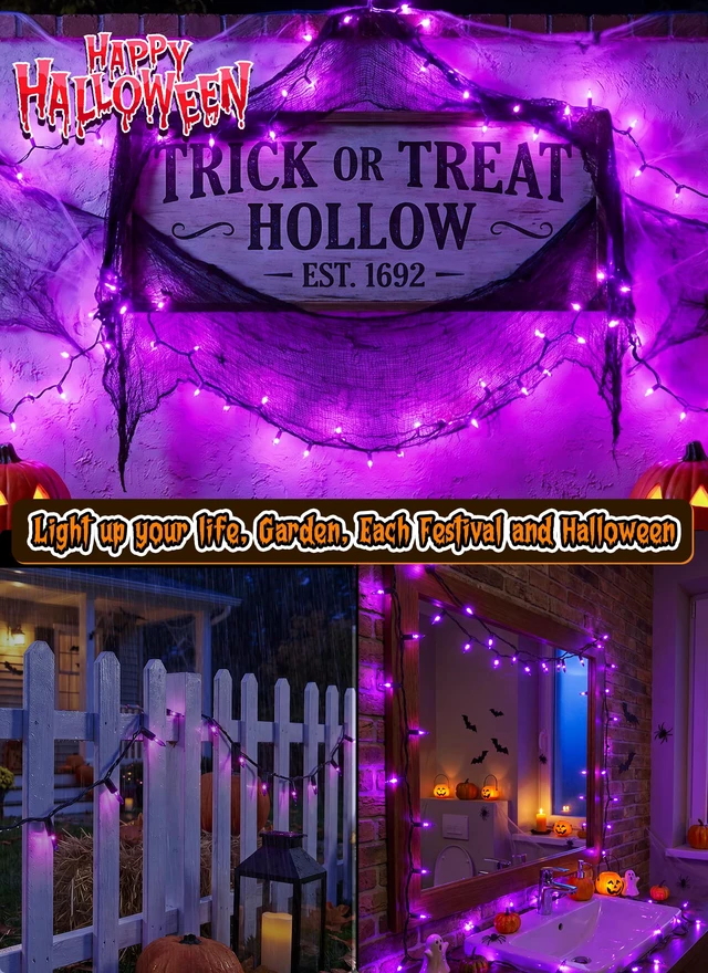 Alt view image 6 of 7 - 2 Pack Purple Halloween Mini Lights, 10 Feet 50 Count Mini String Lights