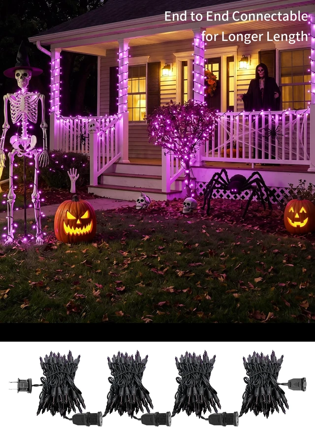 Alt view image 7 of 7 - 2 Pack Purple Halloween Mini Lights, 10 Feet 50 Count Mini String Lights